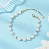 Natural Cultured Freshwater Pearl & Brass Beaded Bracelets for Women BJEW-JB12894-1