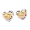 304 Stainless Steel Two Tone Heart Stud Earrings EJEW-M073-09PG-02-3