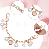 Heart Alloy Enamel & Resin Pearl Charm Zinc Alloy Cable Chain Purse Chains FIND-AB00070-6