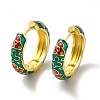 Flower Enamel Hoop Earrings EJEW-H091-04G-2