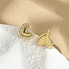 Brass Micro Pave Clear Cubic Zirconia Stud Earrings EJEW-R016-26G-05-2