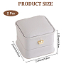 2Pcs Square PU Leather Ring Gift Boxes LBOX-CL0001-06-2