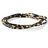 3Pcs 3 Styles Vintage Glass & Brass & Natural Stone Beaded Stretch Bracelet Sets for Women and Girls LF4427-1-2