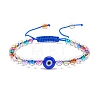 Acrylic Evil Eye & Round Lampwork Braided Bead Bracelet for Women BJEW-JB08379-3