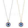 2Pcs 2 Colors Blue Plastic Evil Eye with Crystal Rhinestone Pendant Necklaces Set NJEW-AN0001-25-1