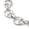 304 Stainless Steel Hollow Teardrop Link Chain Bracelets for Women BJEW-B092-07P-2