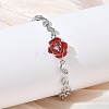 Brass Micro Pave Clear Cubic Zirconia Link Chain Bracelets for Women BJEW-C156-05P-1