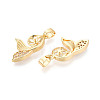 Brass Micro Pave Clear Cubic Zirconia European Dangle Charms Bails KK-N276-16G-2