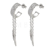Brass Micro Pave Clear Cubic Zirconia Stud Earrings EJEW-A045-01P-1