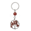 Natural Carnelian & Red Jasper Chips Flat Round with Tree of Life Kcychain KEYC-JKC00563-03-1