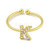 Rack Plating Brass Open Cuff Rings for Women RJEW-F162-02G-K-2