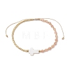 3mm Round Faceted Natural Sunstone & Seed Beads Braided Bead Bracelets BJEW-JB10594-02-1