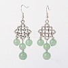 Dangling Tibetan Style Alloy Natural & Synthetic Mixed Stone Chandelier Earrings EJEW-JE01564-3