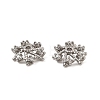 Brass Micro Pave Clear Cubic Zirconia Bead Caps KK-K374-24P-1