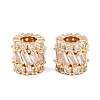 Column Brass Micro Pave Clear Cubic Zirconia European Beads KK-C142-09LG-1