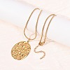 304 Stainless Steel Textured Oval Pendant Necklaces for Women NJEW-C117-01B-G-3