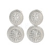 Oval Brass Pave Clear Cubic Zirconia Dangle Earrings EJEW-M258-29P-1