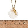 Summer Beach Natural Carved White Shell & 304 Stainless Steel Sea Animals Pendant Satellite Chain Necklaces NJEW-JN06505-5