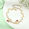 Brass Micro Pave Clear Cubic Zirconia Beaded Link Chain Bracelets BJEW-JB13911-2
