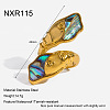 304 Stainless Steel & Natural Paua Shell Cuff Open Rings WG70E7E-01-5