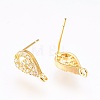 Brass Micro Pave Cubic Zirconia Stud Earring Findings X-KK-F753-04G-RS-2