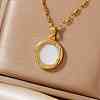 Fashionable Brass Clear Cubiz Zirconia Flat Round Pendant Necklaces Women's Versatile Accessory MS7483-1-1