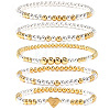 5Pcs Brass Beads Stretch Bracelets for Women CW0227-7-1