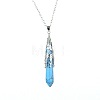 Synthetic Turquoise Six-Sided Prism Healing Dowsing Pendulum Pendant Iron Cable Chain Necklaces for Divination HM5691-3-1