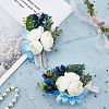 2Pcs 2 Style Silk Cloth Rose Flower Boutonniere Brooch & Wrist Corsage AJEW-CP0001-55-7