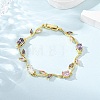 Brass Micro Pave Cubic Zirconia Link Bracelets for Women BJEW-H209-03G-2
