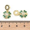Saint Patrick's Day Brass Pave Clear Cubic Zirconia European Dangle Charms KK-F933-01G-3