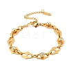 304 Stainless Steel Micro Pave Cubic Zirconia Link Chain Bracelets for Women BJEW-P393-01G-2