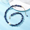 White Round Shell Pearl and Natural Lapis Lazuli Chip Beaded Necklaces NJEW-JN05740-02-1
