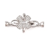 Rack Plating Flower Brass Pave Clear Cubic Zirconia Fold Over Clasps FIND-Q112-01P-1