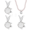 3Pcs 925 Sterling Silver Pendant Cabochon Settings STER-BC0003-73P-1