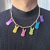 Easter Rabbit Acrylic Glitter Pendant Bib Necklaces with Alloy Chains FS-WG2FC95-02-2