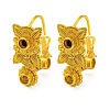 Flower Brass Earring Hooks with Round Tray KK-G502-24G-1