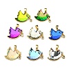 Rack Plating Eco-Friendly Brass Cubic Zirconia Pendants KK-M255-15G-1