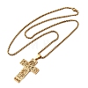 Religion 201 Stainless Steel Hollow Virgin Cross Pendant Necklaces for Men Women NJEW-Z118-01G-4