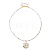 Summer Alloy Enamel Flower Pendant Glass Seed Beaded Necklaces for Women NJEW-MZ00151-02-3