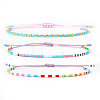 3Pcs Summer Glass Seed Bead Braided Bead Bracelets LO6994-3-1