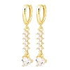Brass Micro Pave Cubic Zirconia Hoop Dangle Earrings KK-CBA8324-07G-02-4