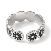 Flower 304 Stainless Steel Enamel Open Cuff Rings for Women RJEW-F166-31P-01-3