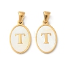Natural Shell Oval with Initial Pendants STAS-I351-23G-T-1