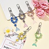Glass & Cat Eye & Alloy Pendant Decorations HJEW-YW00485-01-5