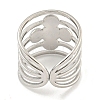 Non-Tarnish 304 Stainless Steel Cross Wide Open Cuff Ring Components RJEW-A043-06P-3