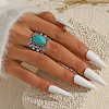 Adjustable Zinc Alloy with Synthetic Turquoise Cuff Rings CJ8951-2-3