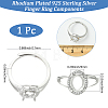 1Pc 925 Sterling Silver Prong Ring Settings STER-BBC0008-59-2