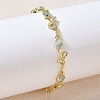 Brass Glass Flower Link Chain Bracelets KK-CBA7DFA-01G-08-3