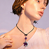 Natural Amethyst Star & 304 Stainless Steel Moon Car Hanging Pendant Decorations HJEW-DR00328-5